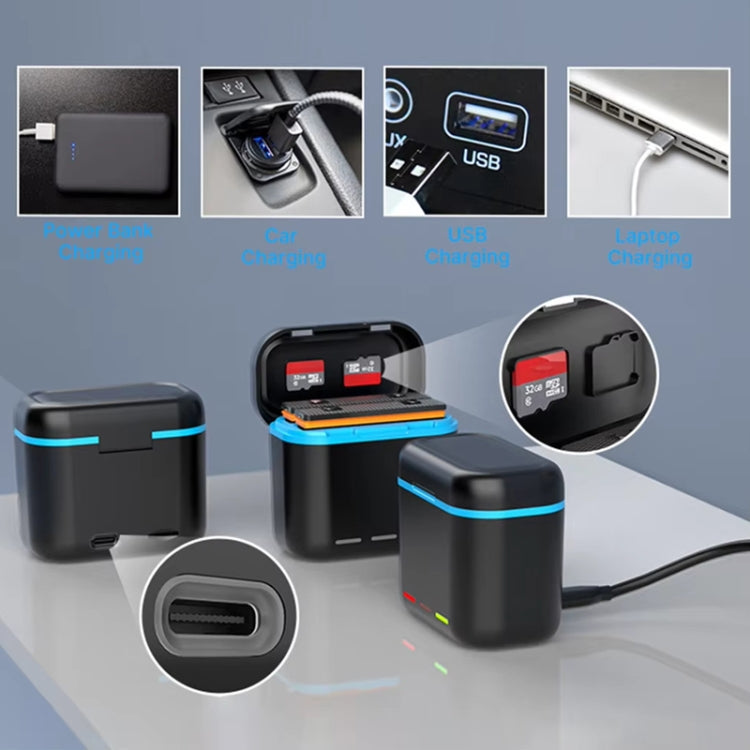 For Insta360 X3 Battery Charger Dual Battery Storage Charging Case(Black) by bashfashion