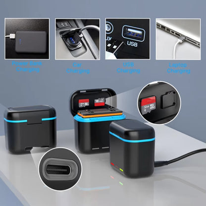 For Insta360 X3 Battery Charger Dual Battery Storage Charging Case(Black) by bashfashion