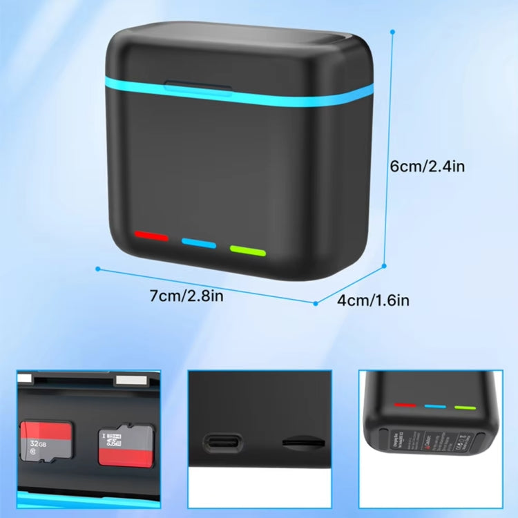 For Insta360 X3 Battery Charger Dual Battery Storage Charging Case(Black) by bashfashion