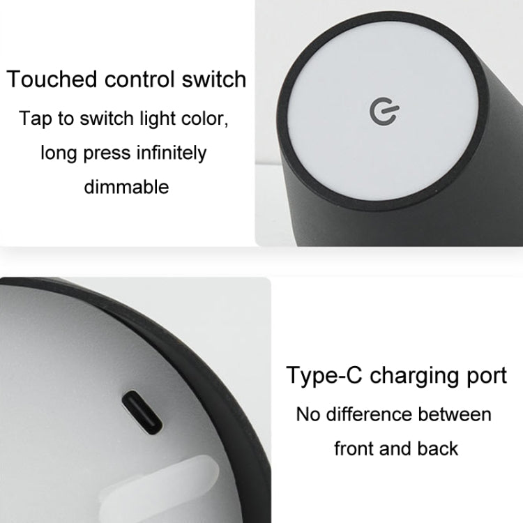 LED Rechargeable Ambient Table Lamp Tri-color Dimmable Wireless Wine Bottle Lamp Bar Light, Size: Aluminum(White) by bashfashion