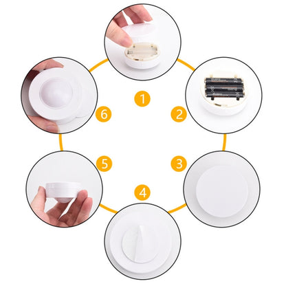 Remote Control Induction Night Light Bedroom Wardrobe LED Push-Button Light(2 Remote Controls + 3 White + 3 Warm) by bashfashion