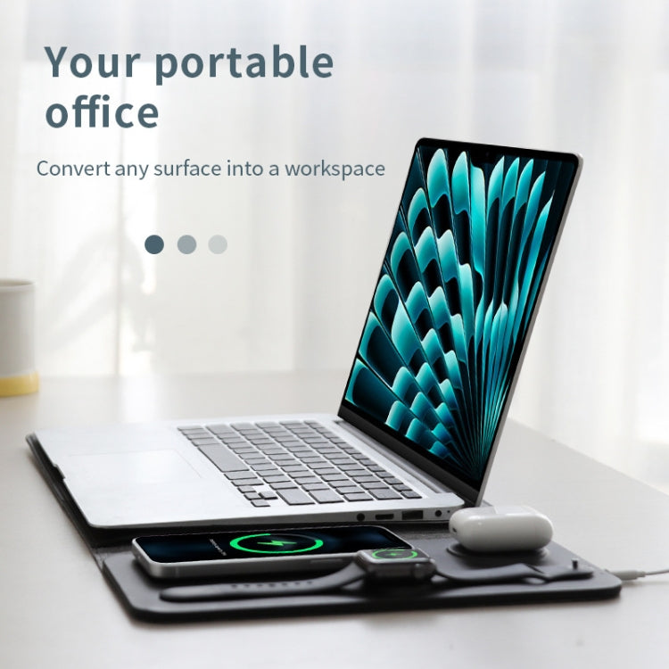 5 In 1 Laptop Sleeve With Wireless Charging Mouse Pad Desk Mat For 12-14 Inch Laptops(Beige) by bashfashion