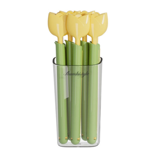 5pcs /Box Tulip Shaped Food Bag Sealing Clip Portable Snack Bread Sealing Clip With Magnetic Storage Box(Yellow) by bashfashion