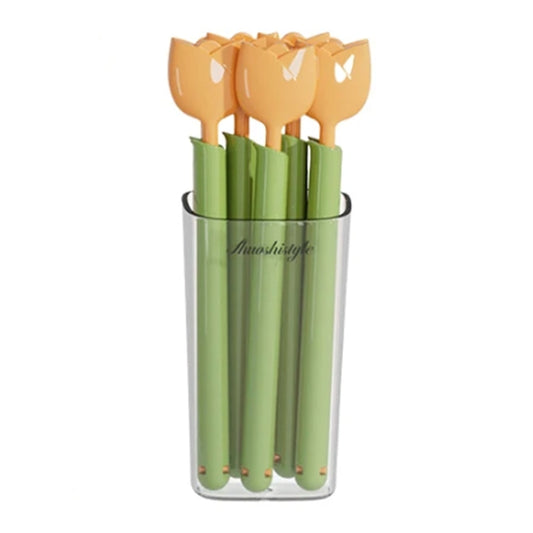 5pcs /Box Tulip Shaped Food Bag Sealing Clip Portable Snack Bread Sealing Clip With Magnetic Storage Box(Orange) by bashfashion