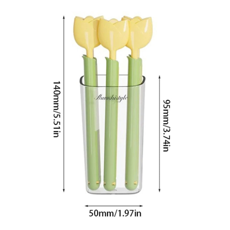 5pcs /Box Tulip Shaped Food Bag Sealing Clip Portable Snack Bread Sealing Clip With Magnetic Storage Box(Pink) by bashfashion