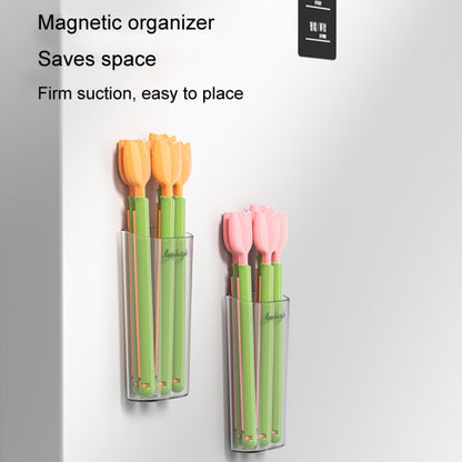 5pcs /Box Tulip Shaped Food Bag Sealing Clip Portable Snack Bread Sealing Clip With Magnetic Storage Box(Orange) by bashfashion