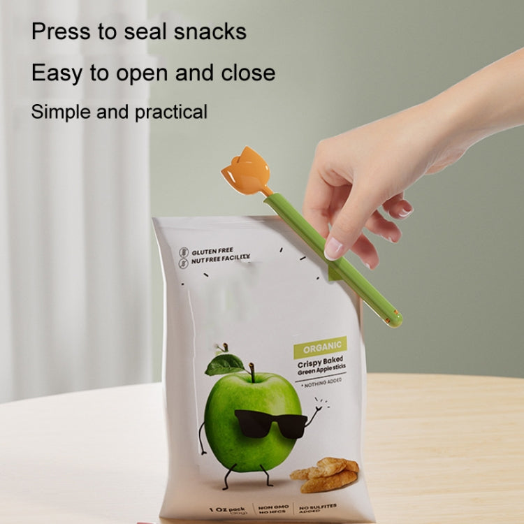 5pcs /Box Tulip Shaped Food Bag Sealing Clip Portable Snack Bread Sealing Clip With Magnetic Storage Box(Yellow) by bashfashion