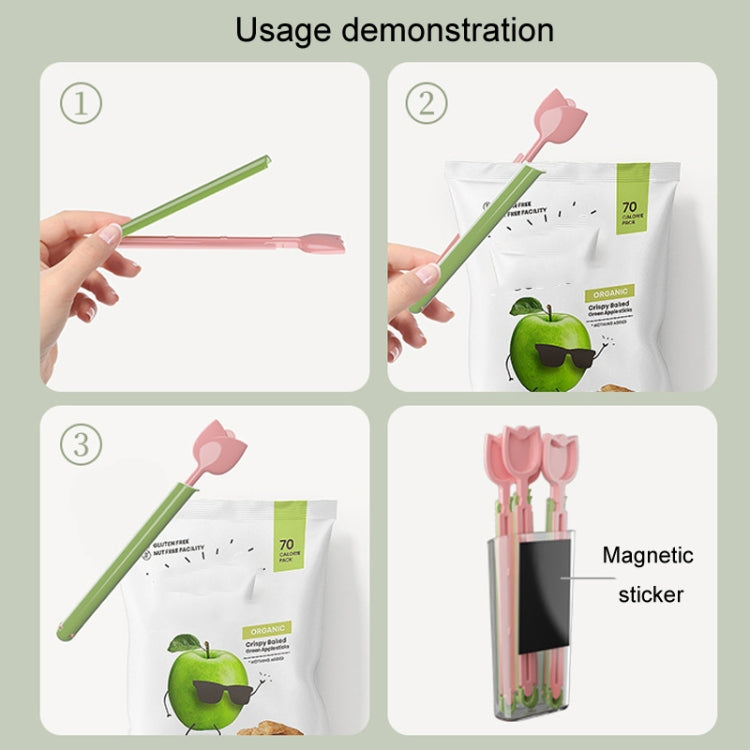 5pcs /Box Tulip Shaped Food Bag Sealing Clip Portable Snack Bread Sealing Clip With Magnetic Storage Box(Yellow) by bashfashion