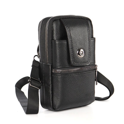 KUNQITIAN Mobile Phone Waist Bag Belt Leather Case With Shoulder Strap, Size: M(Black) by KUNQITIAN