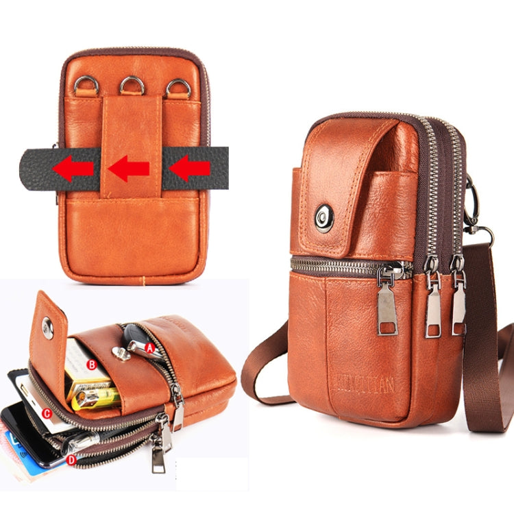KUNQITIAN Mobile Phone Waist Bag Belt Leather Case With Shoulder Strap, Size: M(Black) by KUNQITIAN