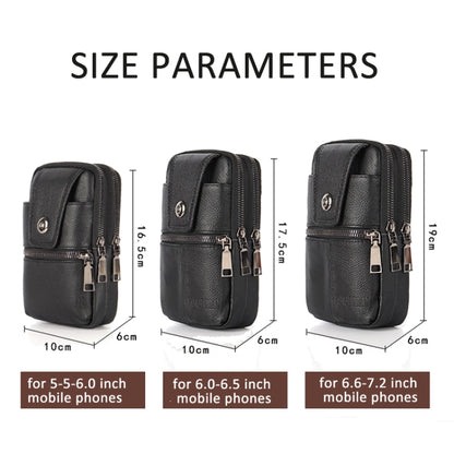 KUNQITIAN Mobile Phone Waist Bag Belt Leather Case With Shoulder Strap, Size: L(Black) by KUNQITIAN