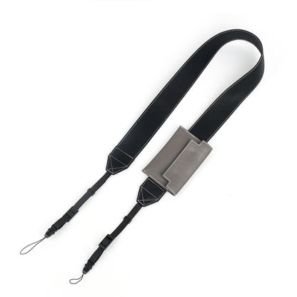 Universal PU Leather Shoulder Strap For SLR Cameras With Card Holder(Black) by bashfashion