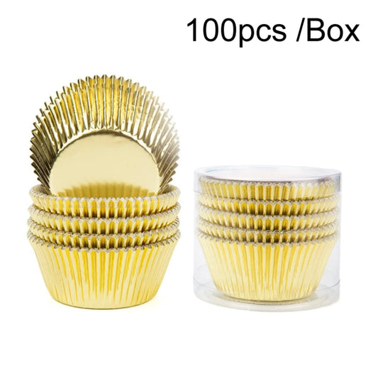100pcs /Box Muffin Cake Paper Cups Baking Paper Tray Thickened Aluminum Foil Oil-proof Cupcake Liner(Gold) by bashfashion