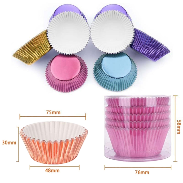 100pcs /Box Muffin Cake Paper Cups Baking Paper Tray Thickened Aluminum Foil Oil-proof Cupcake Liner(Rose Gold) by bashfashion