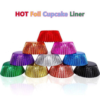 100pcs /Box Muffin Cake Paper Cups Baking Paper Tray Thickened Aluminum Foil Oil-proof Cupcake Liner(Gold) by bashfashion