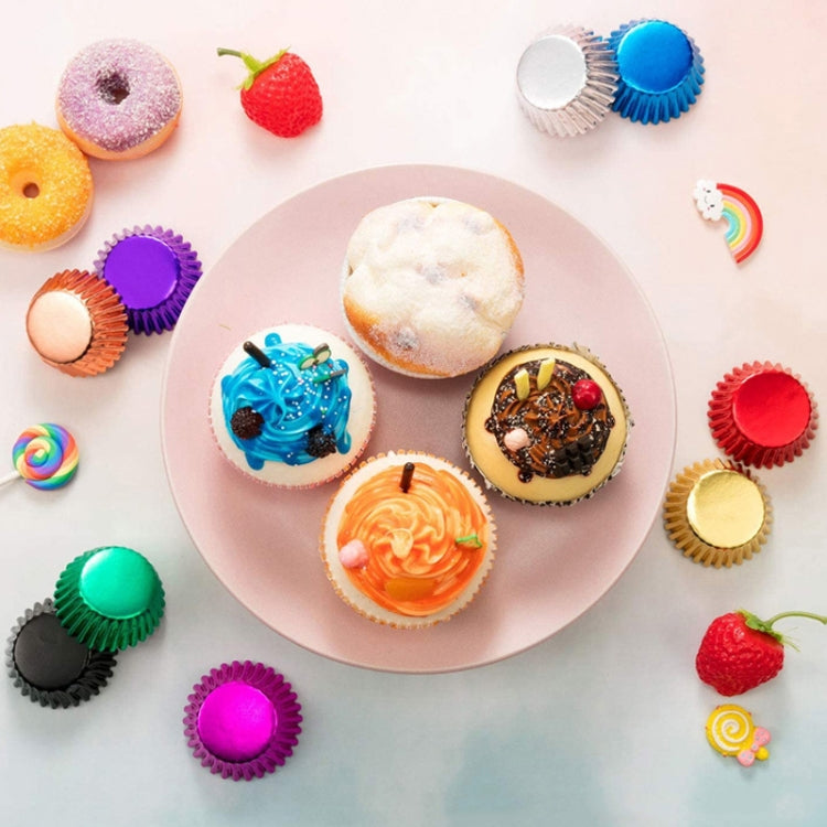 100pcs /Box Muffin Cake Paper Cups Baking Paper Tray Thickened Aluminum Foil Oil-proof Cupcake Liner(Silver) by bashfashion