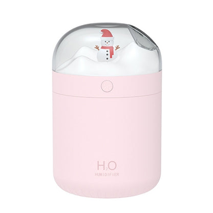 500ml Snowman Humidifier USB Desktop Large Capacity Colorful Ambient Light Air Humidifier(Pink) by bashfashion