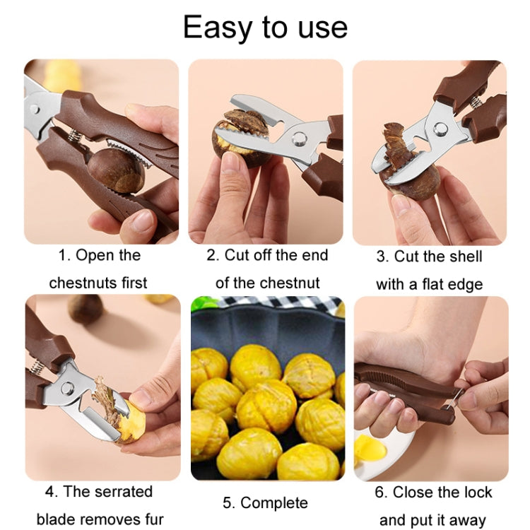 Multifunctional Chestnut Shelling Tool Quick Peeling Chestnut Knife(Dark Brown) by bashfashion