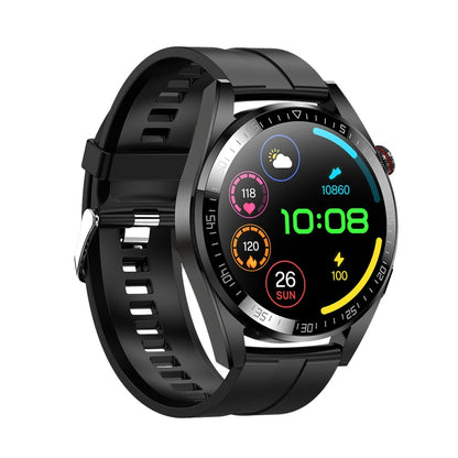 1.43 inch AMOLED Screen Smartwatch Heart Rate Blood Pressure Monitoring Bluetooth Talking Sports Watch, Color: Black Silicone Strap by bashfashion