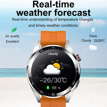 1.43 inch AMOLED Screen Smartwatch Heart Rate Blood Pressure Monitoring Bluetooth Talking Sports Watch, Color: Silver Orange Silicone Strap by bashfashion
