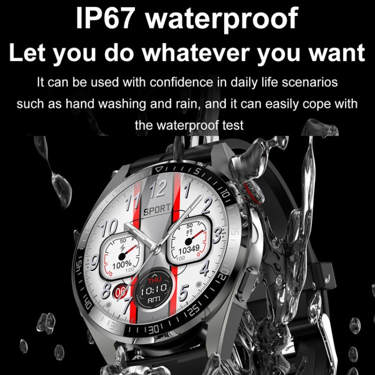 1.43 inch AMOLED Screen Smartwatch Heart Rate Blood Pressure Monitoring Bluetooth Talking Sports Watch, Color: Silver Leather Strap by bashfashion