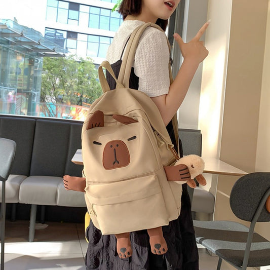 Cute Students Large Capacity Versatile Backpack Niche Shopping Daypack(Khaki) by bashfashion