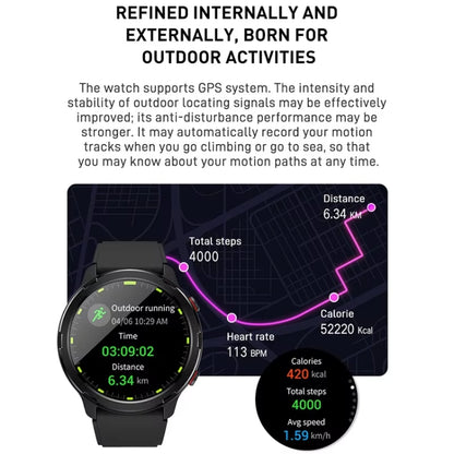 Outdoor GPS Sport Watch 1.32inch HD Round Screen Multi Sport Mode Smartwatch(Black) by bashfashion