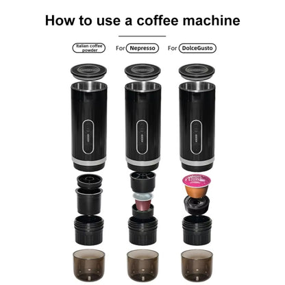 3 In 1 Automatic Wireless Italian Capsule Coffee Machine Portable Rechargeable Heating Coffee Maker(Black) by bashfashion