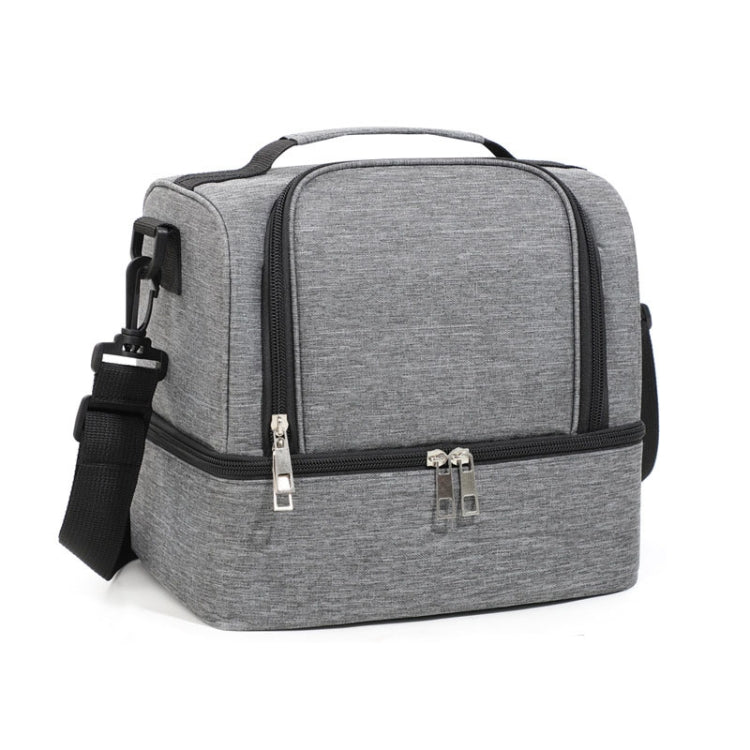 Double-Layer Outdoor Fresh Cooler Bag Mommy Bottle Bag Portable Lunch Insulated Bag(Gray) by bashfashion