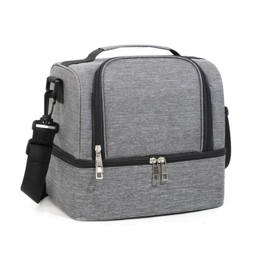 Double-Layer Outdoor Fresh Cooler Bag Mommy Bottle Bag Portable Lunch Insulated Bag(Gray) by bashfashion