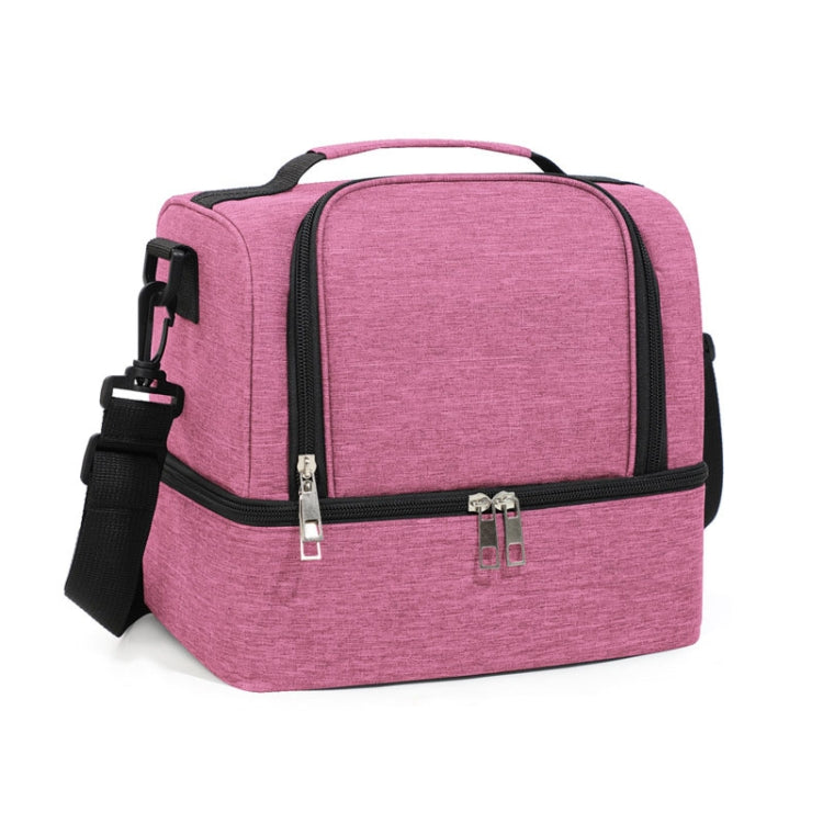 Double-Layer Outdoor Fresh Cooler Bag Mommy Bottle Bag Portable Lunch Insulated Bag(Rose Red) by bashfashion