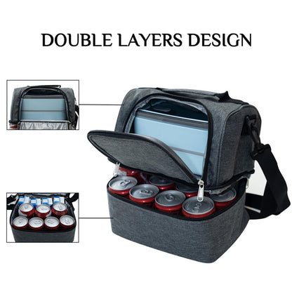 Double-Layer Outdoor Fresh Cooler Bag Mommy Bottle Bag Portable Lunch Insulated Bag(Black) by bashfashion