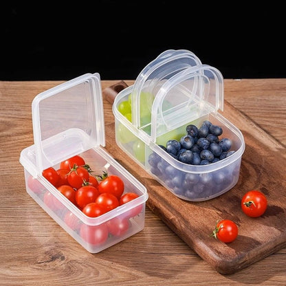 2pcs /Set Round 600ml+Square 500ml Fruit Vegetable Small Dispenser Refrigerator Fresh Storage Boxes by bashfashion