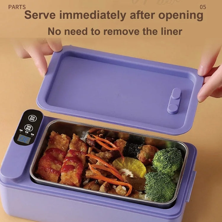 1000ml Wireless Heating Lunch Box USB Rechargeable Bento Box English Version(Purple) by bashfashion