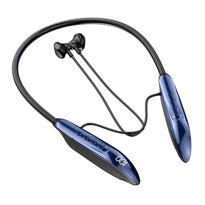M518P Running Sports Long Standby Semi-In-Ear Neck-Hanging Digital Bluetooth Earphone(Blue) by bashfashion