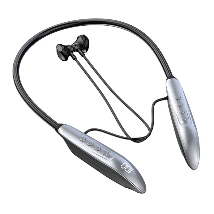 M518P Running Sports Long Standby Semi-In-Ear Neck-Hanging Digital Bluetooth Earphone(Silver) by bashfashion