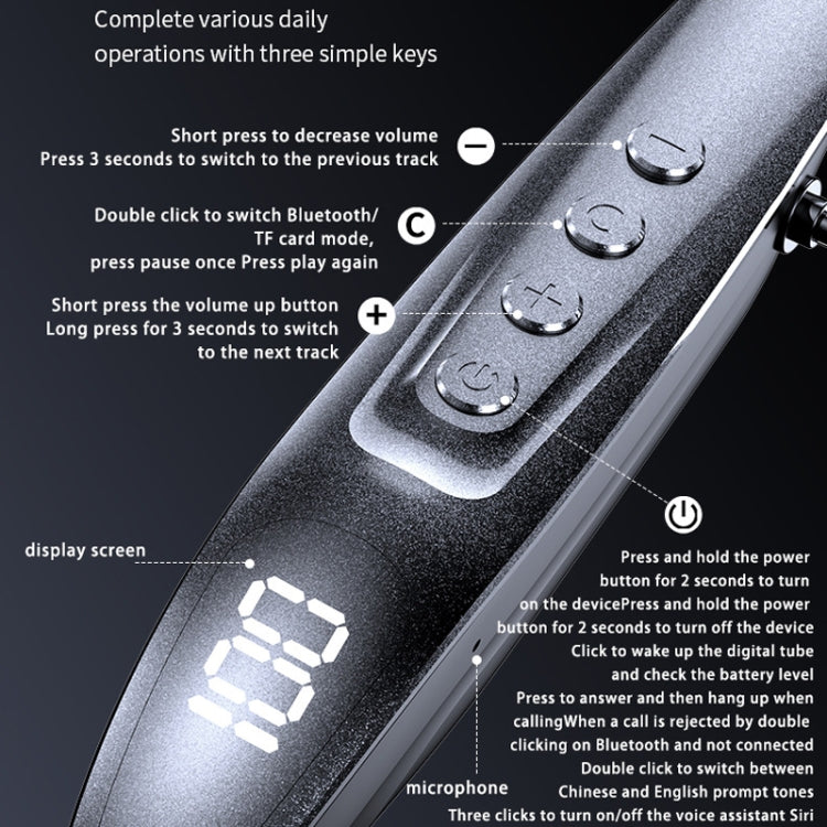 M518P Running Sports Long Standby Semi-In-Ear Neck-Hanging Digital Bluetooth Earphone(Silver) by bashfashion