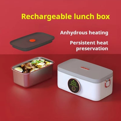 1000ml USB Rechargeable Lunch Box Wireless Heating Bento Box Timing Adjustment(White) by bashfashion