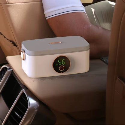 1000ml USB Rechargeable Lunch Box Wireless Heating Bento Box Timing Adjustment(White) by bashfashion