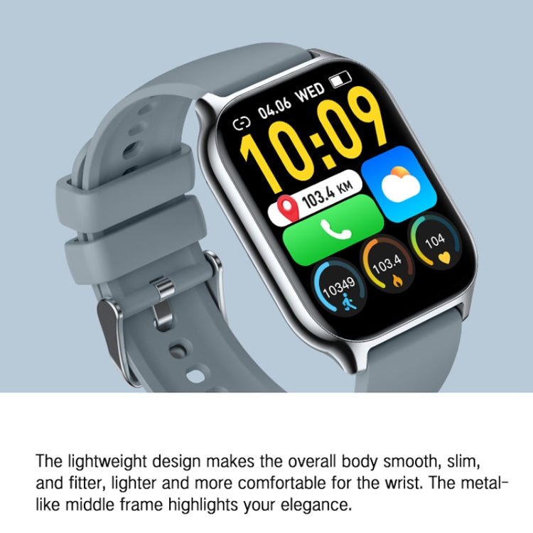 Blood Oxygen / Sleep / Heart Rate Health Monitoring Smart Watch Square Sports Watch(Silver Gray) by bashfashion