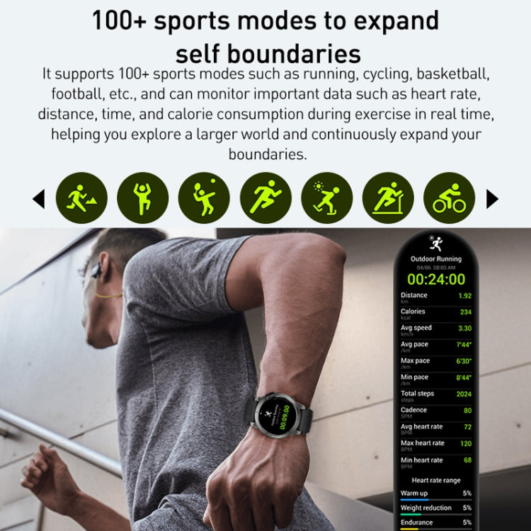 Outdoor Sports Smart Watch 1.43 Inch Ultra HD AMOLED Screen Bluetooth Talking Watch(Black) by bashfashion