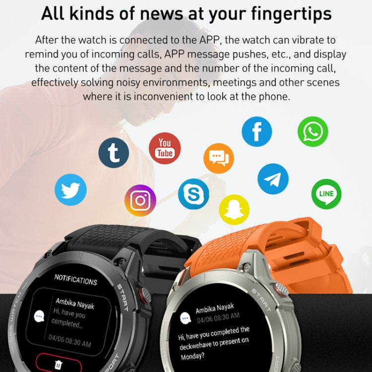 Outdoor Sports Smart Watch 1.43 Inch Ultra HD AMOLED Screen Bluetooth Talking Watch(Orange) by bashfashion