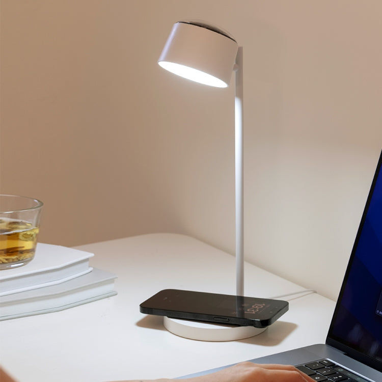 Multifunctional Magnetic LED Smart Projection Desk Lamp with Wireless Charging Function(White) by bashfashion