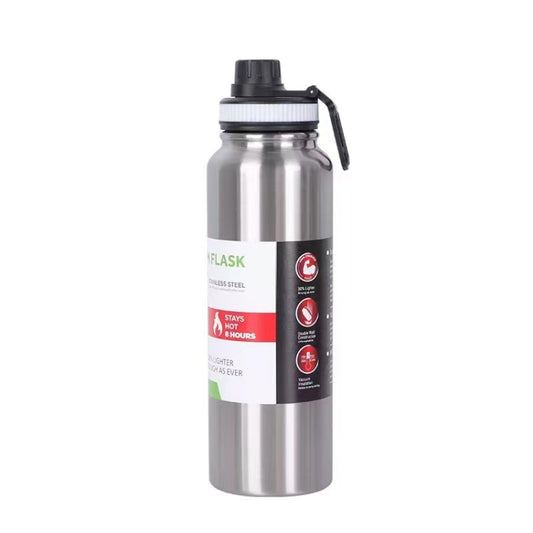 304 Stainless Steel Insulated Water Cup Handheld Large Capacity Outdoor Sports Kettle Vacuum Water Bottle, Capacity: 800ml(Silver) by bashfashion