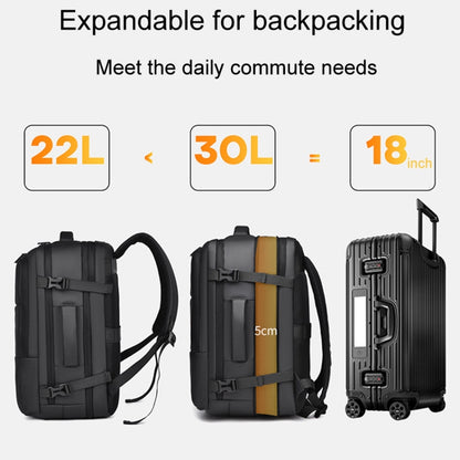 WEIXIER B724 Business Large Capacity Double-Shoulder Commuter Computer Bag Expandable Travel Backpack(Gray) by WEIXIER