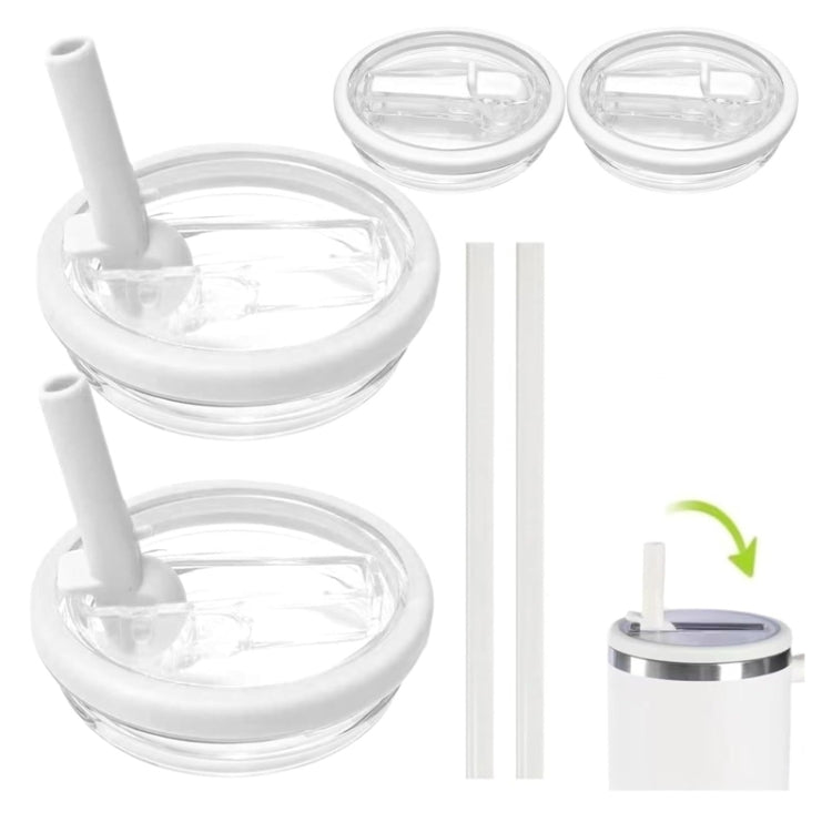 For Stanley 40oz Adventure Quencher Transparent Straw Lid Replacement Parts, Spec: 4pcs /Set White by bashfashion