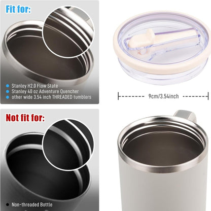 For Stanley 40oz Adventure Quencher Transparent Straw Lid Replacement Parts, Spec: 4pcs /Set White by bashfashion