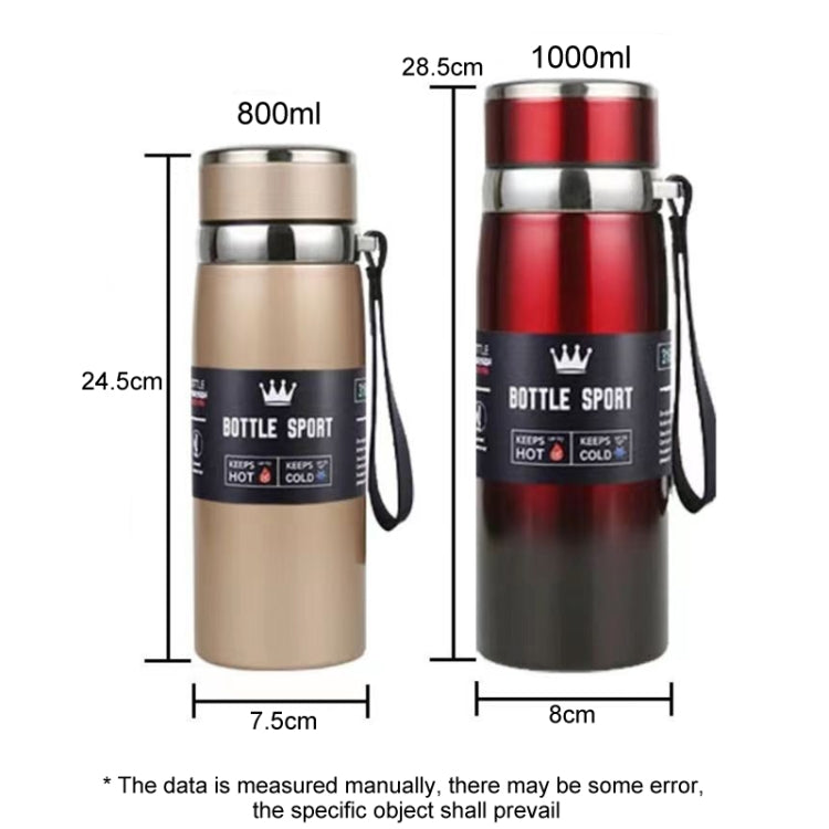 1000ml 316 Stainless Steel Insulated Mug Large Capacity Vacuum Thermos Outdoor Portable Car Insulated Water Bottle(Gradient Red) by bashfashion