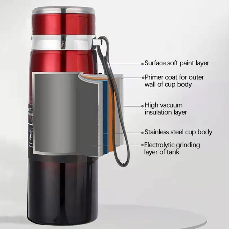 1000ml 316 Stainless Steel Insulated Mug Large Capacity Vacuum Thermos Outdoor Portable Car Insulated Water Bottle(Coffee) by bashfashion