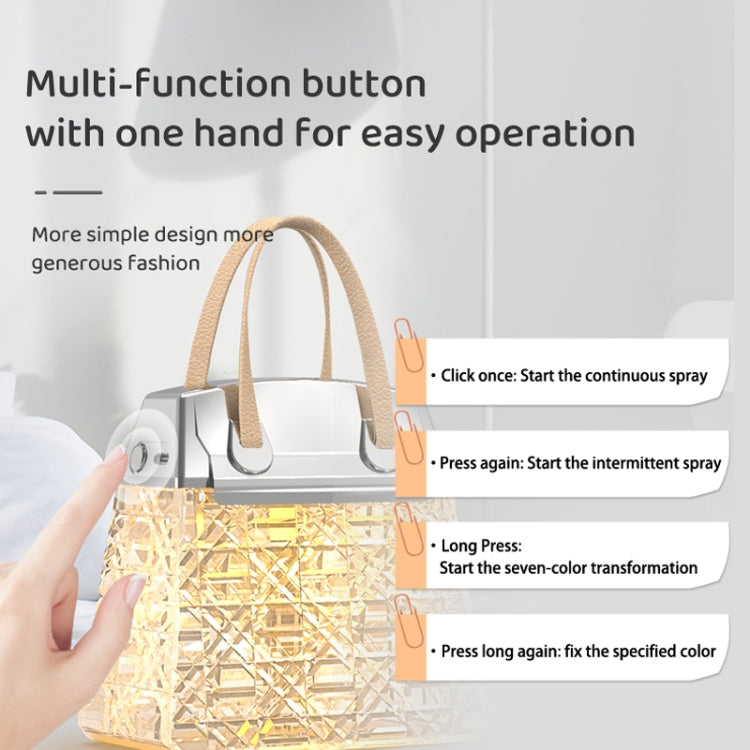 Desktop Small Crystal Bag Humidifier Aroma Ambient Lighting, Color: White Rechargeabl by bashfashion